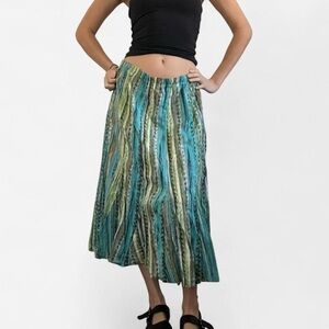 blue and green Striped maxi Skirt